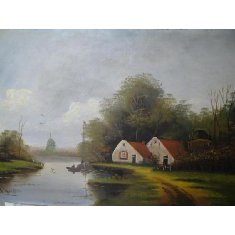 A.de Vecht Schilderij Op houten paneel zonder lijst