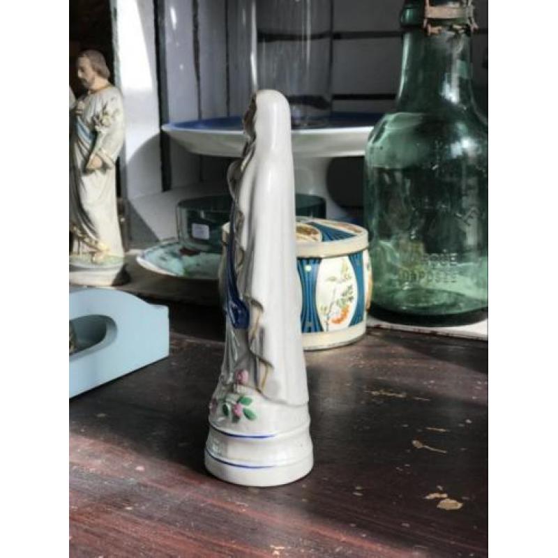 Antiek religieus beeldje maria steen brocante lourdes heilig