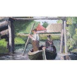 Olieverf schilderij Giethoorn W.H. Mentenaar