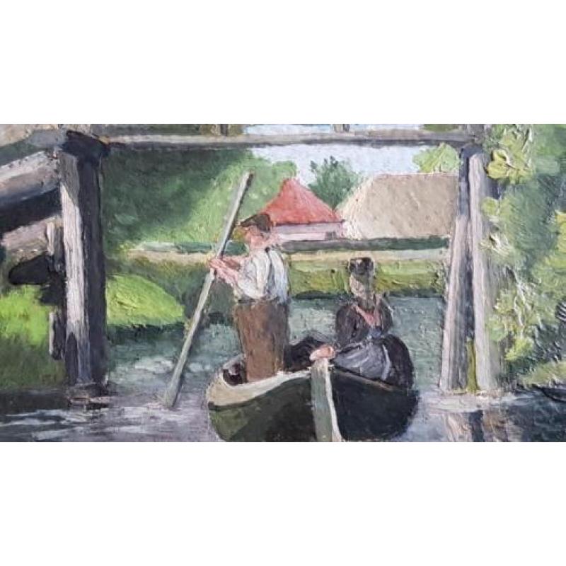 Olieverf schilderij Giethoorn W.H. Mentenaar