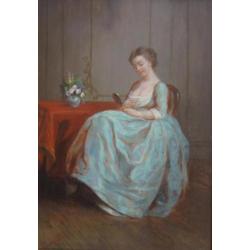 == =GESIGNEERD==ca 1880===interieur==dame met spiegel= ==
