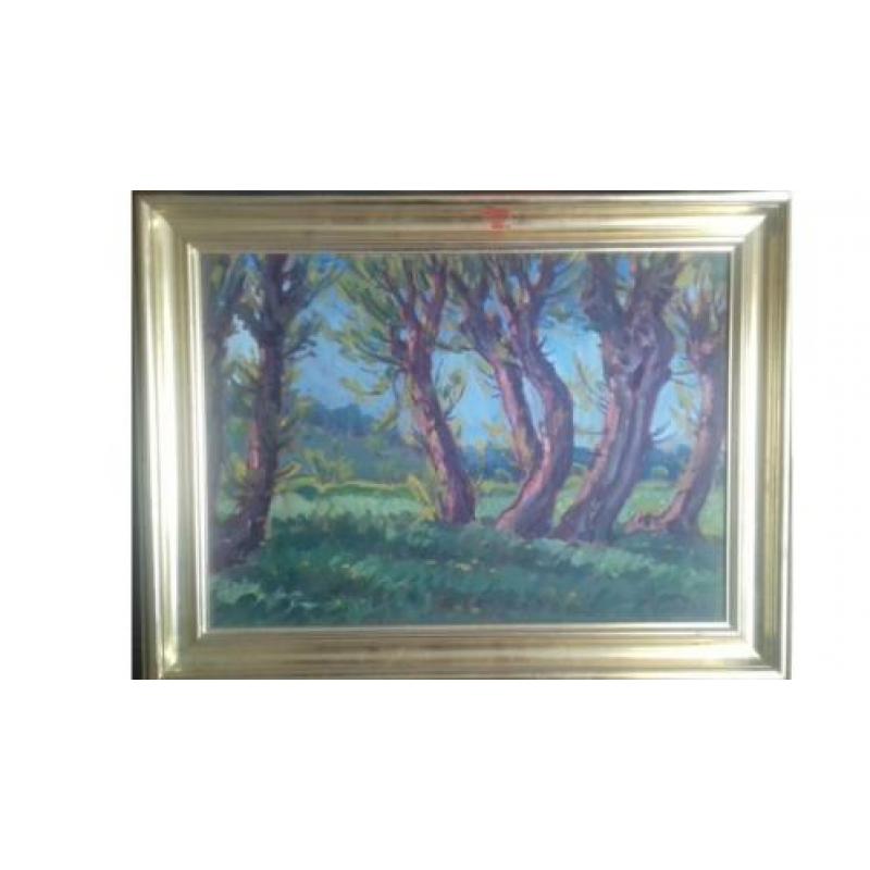 landschap onduidelijk gesigneerd schilderij