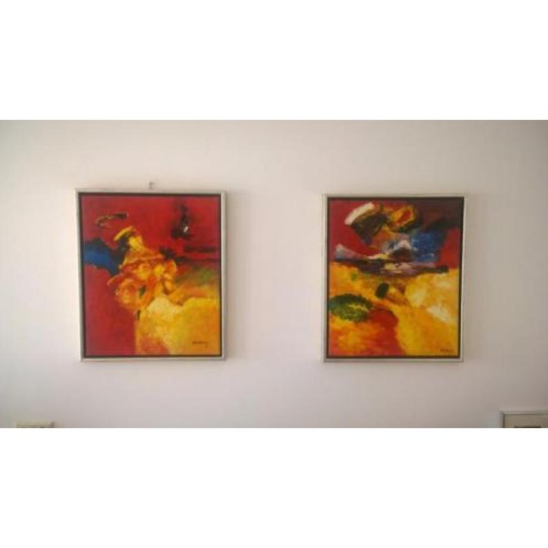 ANTONY - Twee maal 50x60 cm. olieverf op canvas ingelijst