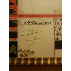 Art Deco Getuigschrift - Gemeente Amsterdam - Maart 1940!
