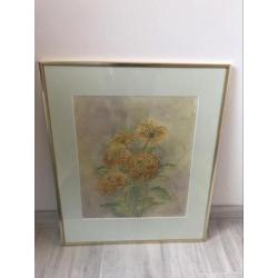 Herfts chrysanten aquarel 50x60 cm