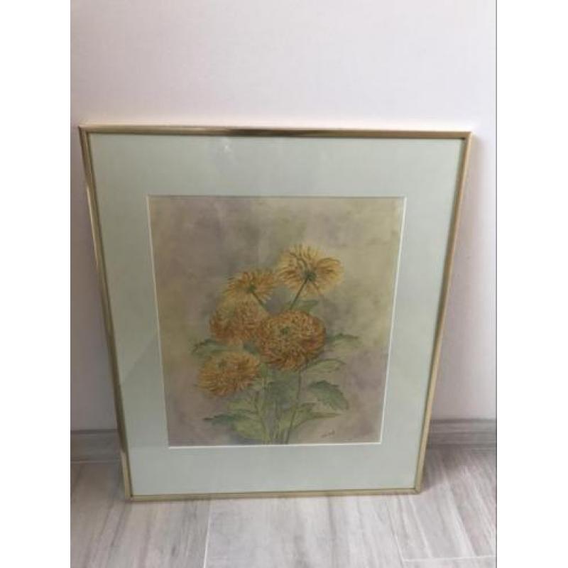 Herfts chrysanten aquarel 50x60 cm