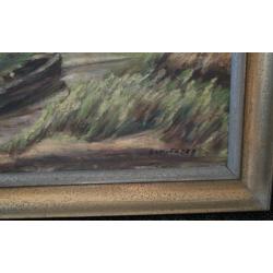 Mooi Friesland olieverf schilderij landschap koeien R Faber