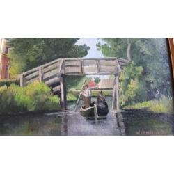 Olieverf schilderij Giethoorn W.H. Mentenaar