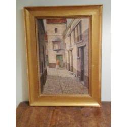 Straatbeeld met dame. Henri Waumans