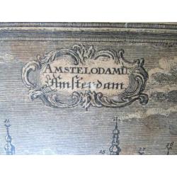 Oud Amsterdams dienblad gravure Georg Ringlin stadsprofiel