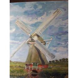 Schilderij klassiek acryl kunst; Krimstermolen Zuidwolde(Gn)