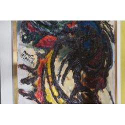 Groot, abstract schilderij. Gesigneerd: Martin ...?...