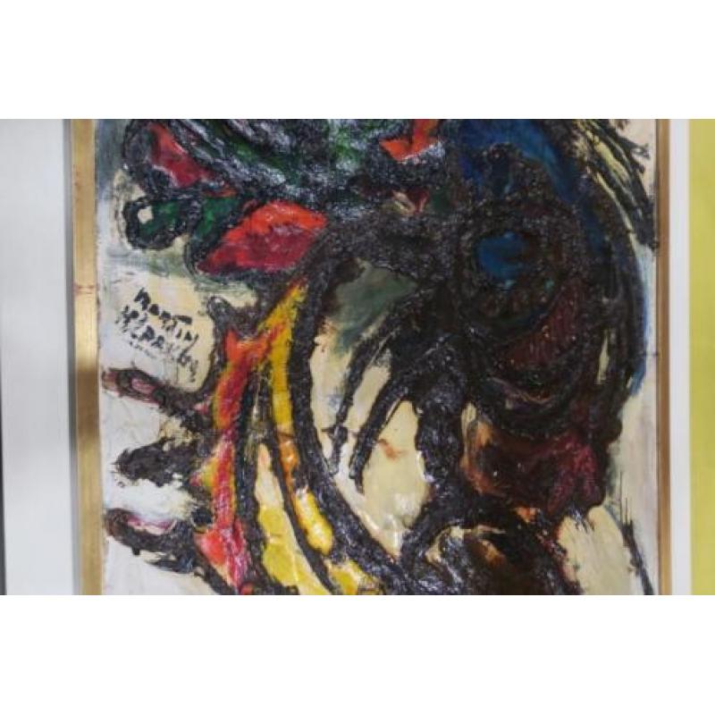 Groot, abstract schilderij. Gesigneerd: Martin ...?...
