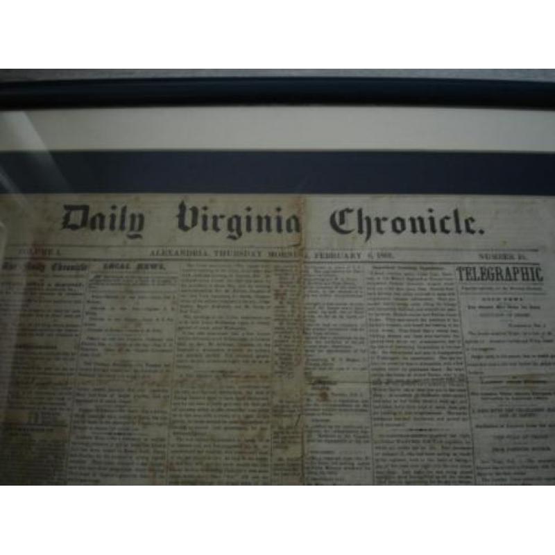 autentieke cofederate. civil war krant. uit virginia.1862.
