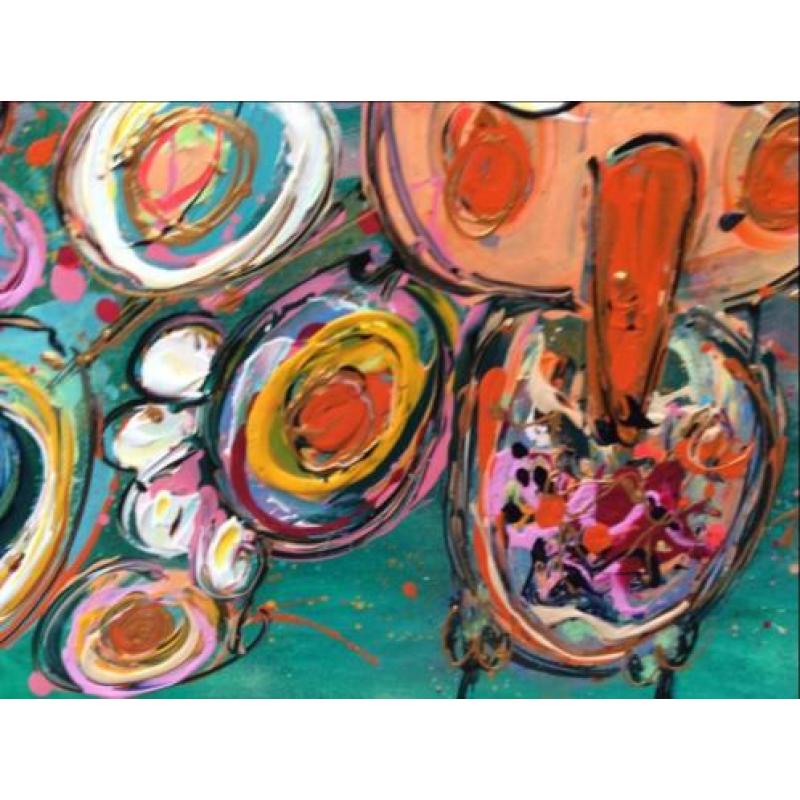 Vrolijke grote kunst kleurrijk pauw