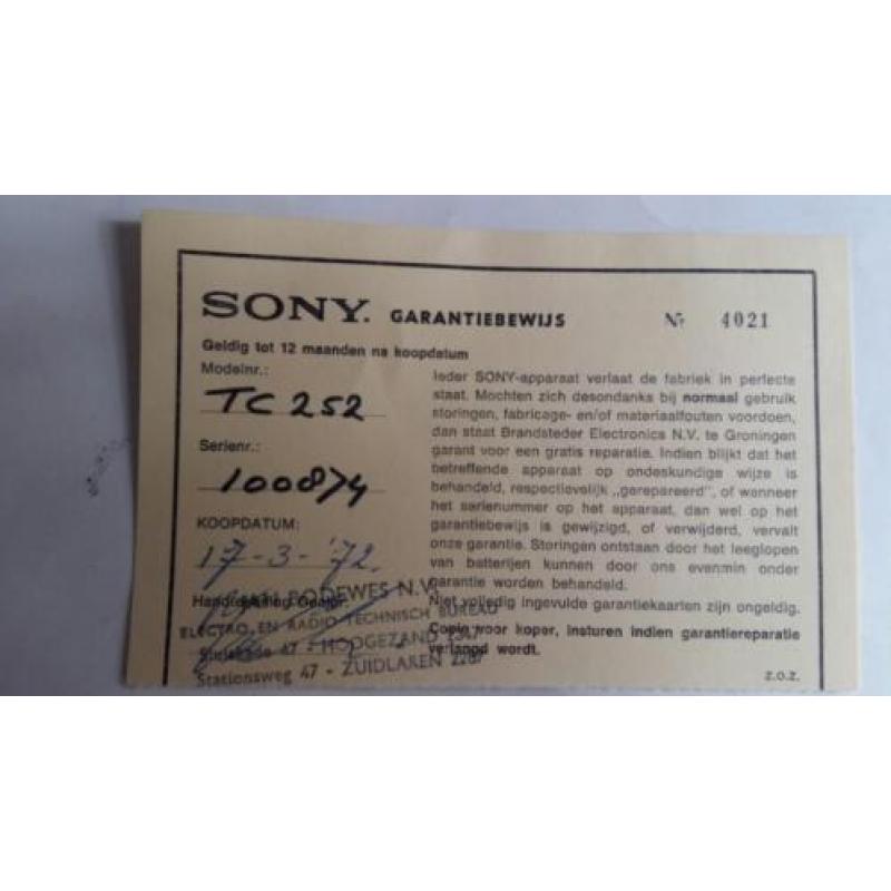 Bandrecorder Sony TC 252