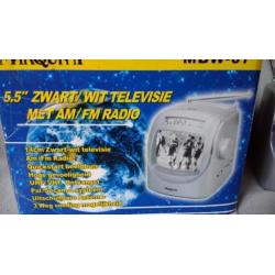 Mini TV met radio (zwart /wit) voor bewakingscamera
