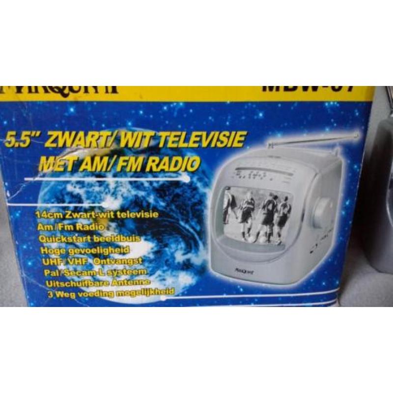 Mini TV met radio (zwart /wit) voor bewakingscamera