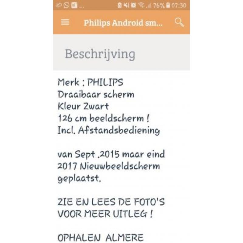 PHILIPS 4K LED TV ANDROID zie foto en uitleg foto's