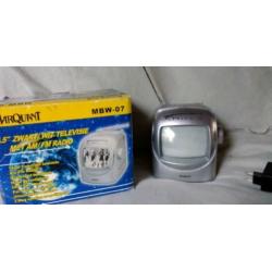 Mini TV met radio (zwart /wit) voor bewakingscamera