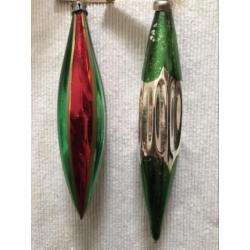 Brocante kerstbal pegel kerstversiering groen zilver rood