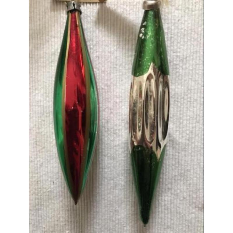 Brocante kerstbal pegel kerstversiering groen zilver rood