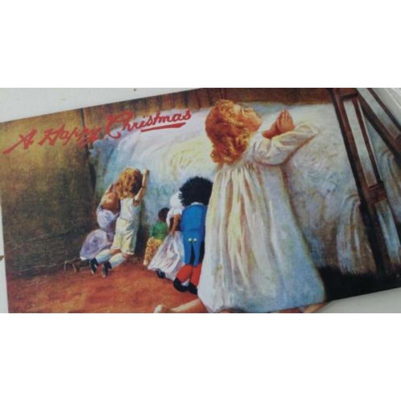 5 stuks grote Kerst afbeelding op metaal "Evenings Prayers"