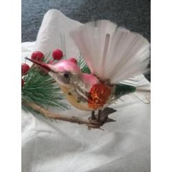 Oude kerstbal vogel kerstversiering antiek