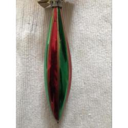 Brocante kerstbal pegel kerstversiering groen zilver rood