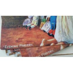 5 stuks grote Kerst afbeelding op metaal "Evenings Prayers"