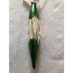 Brocante kerstbal pegel kerstversiering groen zilver rood