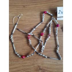 2 oude kerstbal kralen snoer glas gablonzer kerstversiering