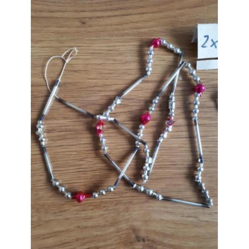 2 oude kerstbal kralen snoer glas gablonzer kerstversiering