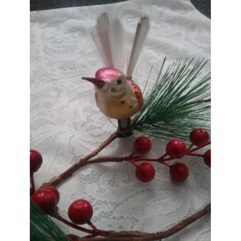 Oude kerstbal vogel kerstversiering antiek