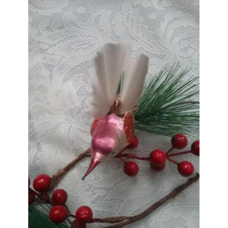 Oude kerstbal vogel kerstversiering antiek