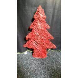 Rieten rode kerstboom 50cm en rode kerstdecoratie
