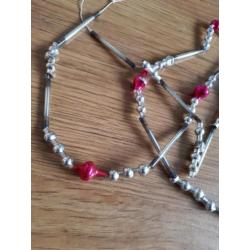 2 oude kerstbal kralen snoer glas gablonzer kerstversiering