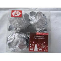 NIEUW ! doosje kersthangers (glitter bloem) 4 stuks