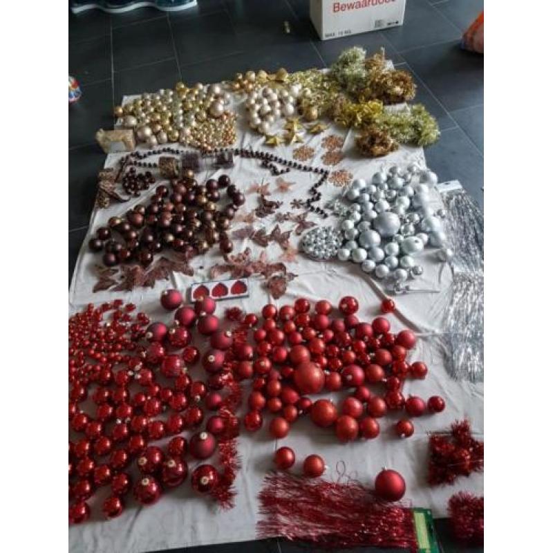 Kertballen kerstdecoratie goud rood zilver brons/bruin