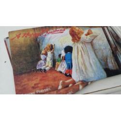 5 stuks grote Kerst afbeelding op metaal "Evenings Prayers"