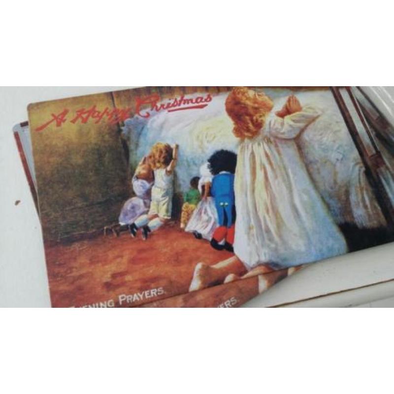 5 stuks grote Kerst afbeelding op metaal "Evenings Prayers"