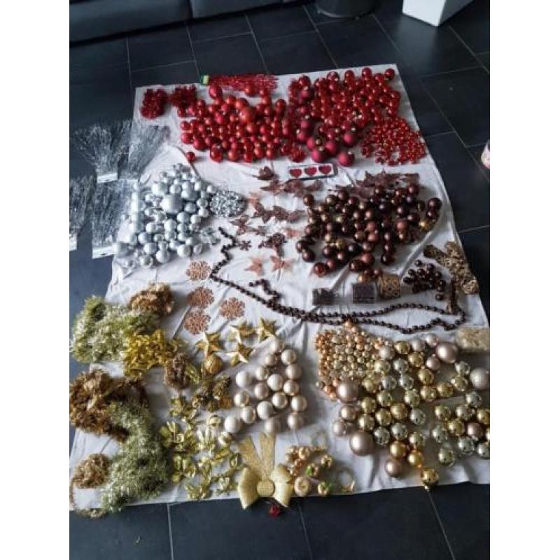 Kertballen kerstdecoratie goud rood zilver brons/bruin