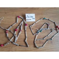 2 oude kerstbal kralen snoer glas gablonzer kerstversiering