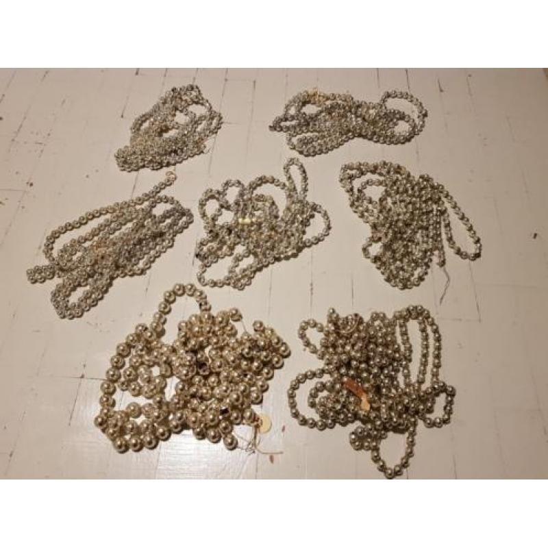 Oude kerst slingers ketting van glas 7 stuks ook kerstballen