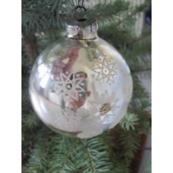 Vintage oude Kerstversiering zilveren Kerstbal deco sterren
