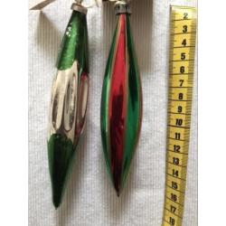 Brocante kerstbal pegel kerstversiering groen zilver rood