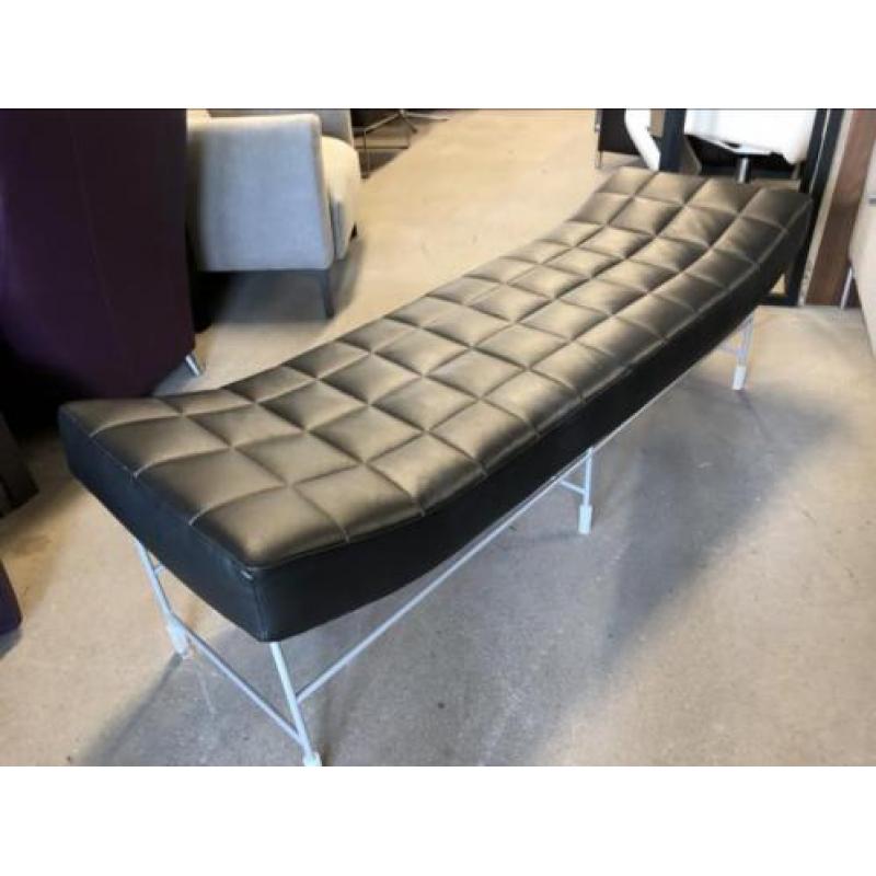 Nieuw leolux Volare voetenbank pouf poef hocker zwart leer