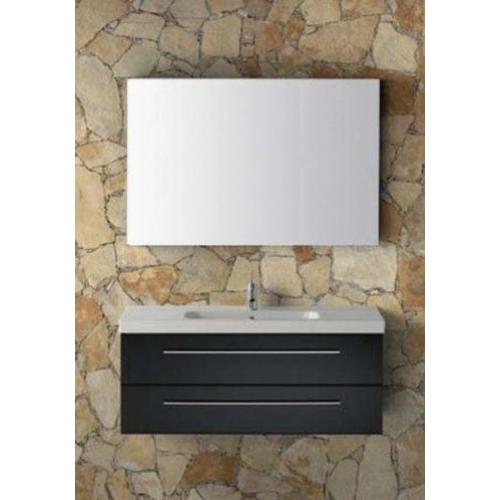 Badmeubel Sammy 100Cm Antraciet Eiken Met Spiegel