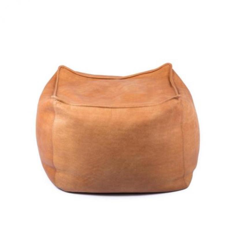 Leren poef Surprise cognac leer, diverse kleuren, handgemaak
