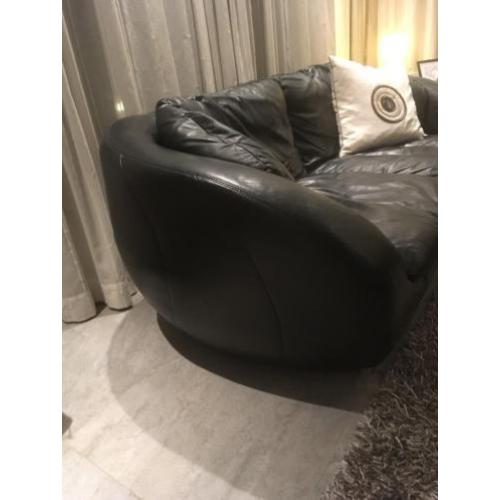 design bank - zwart - leder - rvs (2,5 zits)